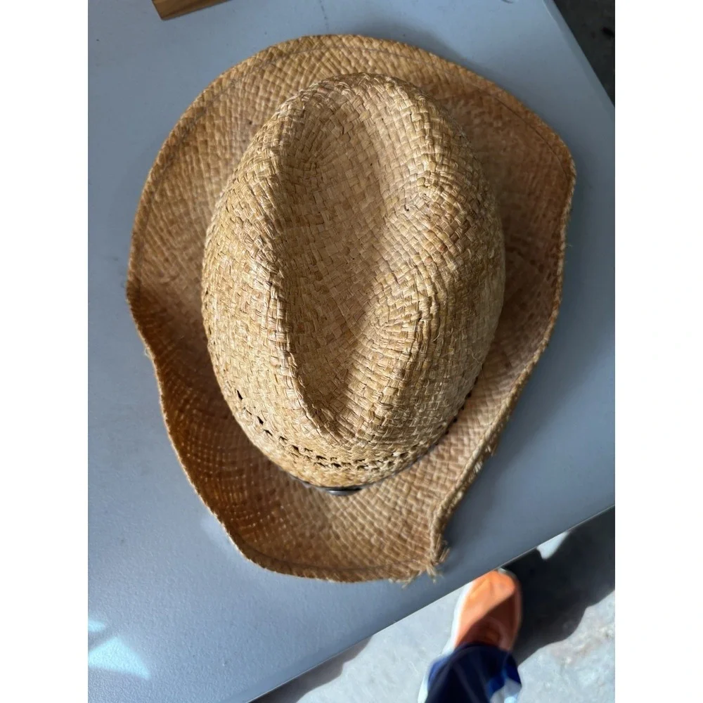 Authentic SCALA Braided Natural‎ Summer Hat with Trim S/M